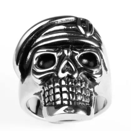 Sterling silver engraved skull ring men