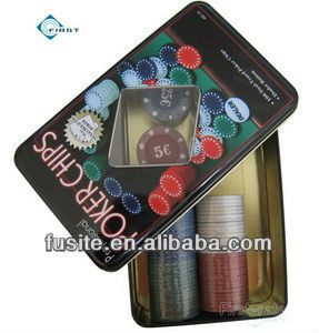 Professional Plastic 100 Poker Chip Set with Tin Box