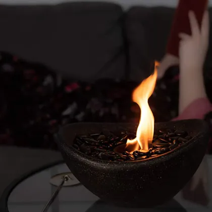 Black Bio Stone Fireplace Fire Bowl Fireplaces Stoves Fire Pits Tabletop Fireplace