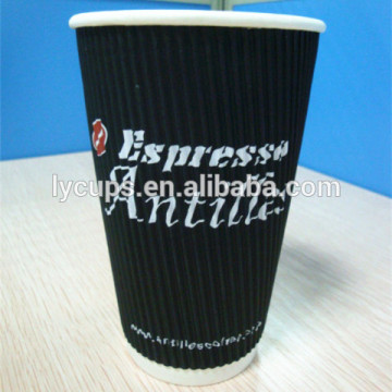 12oz 16oz wholesale customized Logo ripple wall paper coffee cup with lid