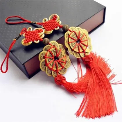Wholesale Chinese Handmade Plum Blossom Ten Emperors Coins: Door-to-Door Auspicious Car Pendants in Pure Brass