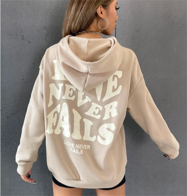 Kvinnors brev grafiktryck hoodie tröja