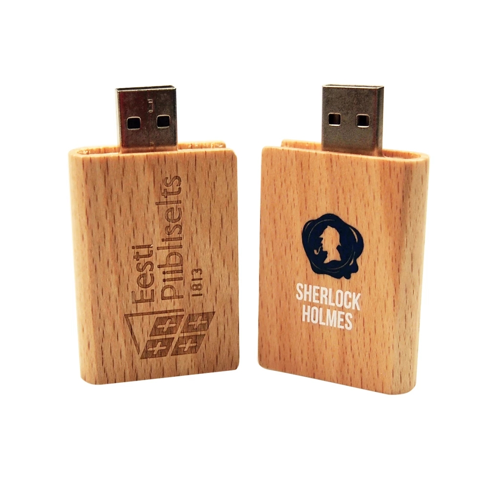 محرك فلاش USB كتاب خشبي مخصص