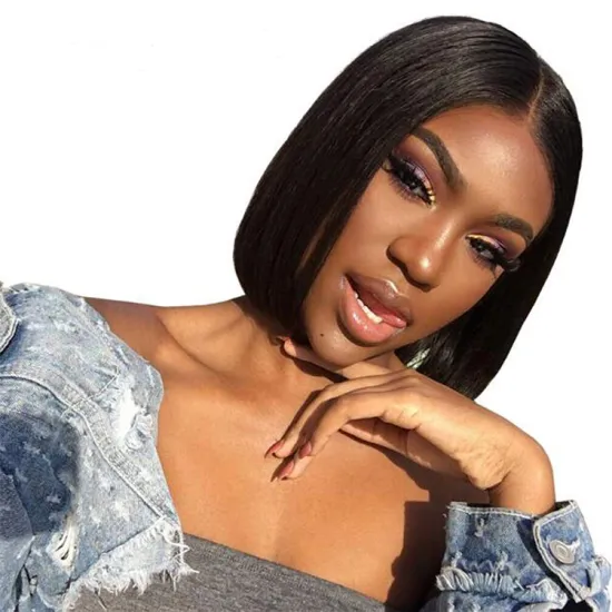 Best Seller Wholesale  Human Hair Lace Front Straight Unprocessed Raw Brazilian Hair Blonde Bob Wig