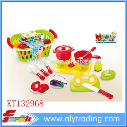 Plastic dinner set Kids Kitchen play toys kitchen cooking toys with vegetable