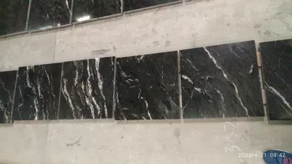Luxury Modern Straight Stairs Customized Cosmic Black Granite