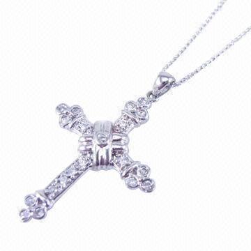 Metal necklaces, made of brass and cubic zirconia, small orders are welcome