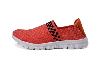 Watermelon Red Soft Fabric Shoe Lining Woven Loafers
