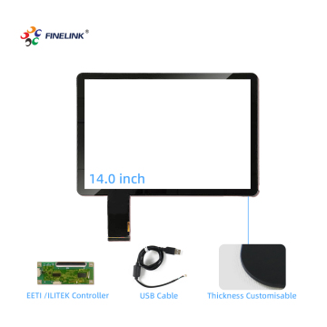หน้าจอสัมผัสแบบ capacitive 14 นิ้วที่ปรับแต่งได้พร้อมสายเคเบิล USB และการ์ดควบคุม ilitek/Eeti