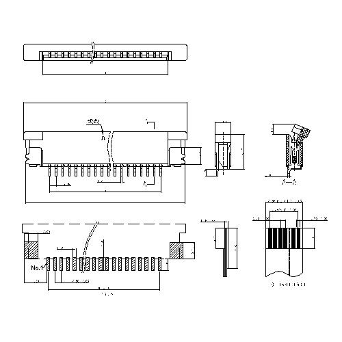 0.8mm FPC,H=2.0mm, SMT RIGHT ANGLE ZIF,Bottom contact, With solder Pattern area FPC0.8-XXRMBXXX0