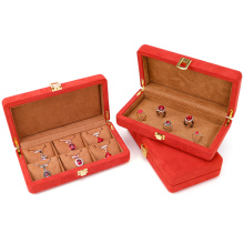 Luxury Custom Orange Microfiber Leather Jewelry Storage box