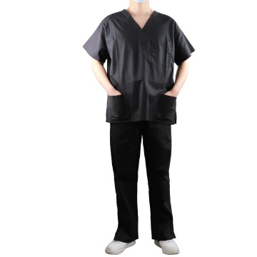 เครื่องแบบทางการแพทย์: ชุดสแปนเด็กซ์คอวีชุดโพลีเอสเตอร์ unisex สครับสำหรับโรงพยาบาล