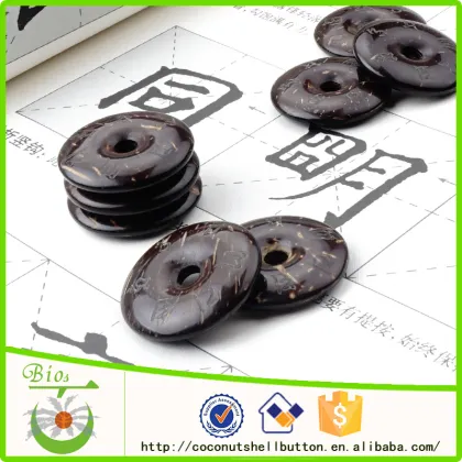 30mm natural coconut shell buddha mantra donut pendant