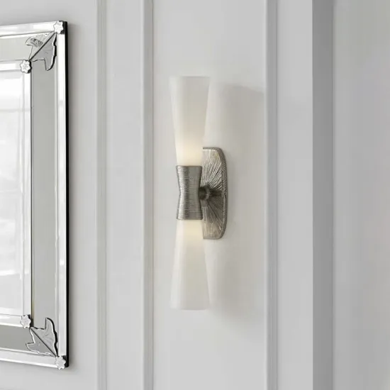 American Classical Brass Silver Opal Glass Wall Sconce Lamp