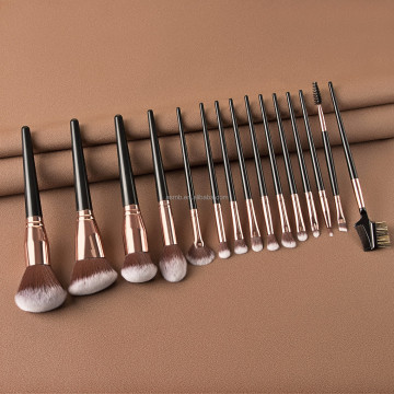 15-Piece Luxury Make-Up Brushes Set: Soft Foundation, Face, and Cleanser Brushes in Black - New Arrival
