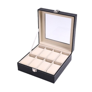 8 Girds PU Leather Watch Box: Elegant Men's Watch Storage Case with Window, Perfect Gift and Jewelry Display Box for Women