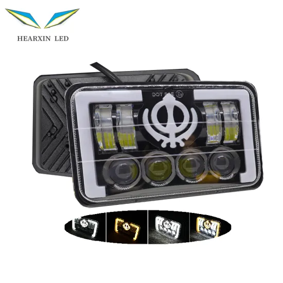 4x6 Square LED Headlights with DRL H4 for Wrangler Off-road Truck
