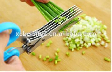 CY145 Multipurpose 5-blade Herb Scissors w/ "Longfinger" Cleaning Brush | Time-Saving Kitchen Shears Chop Herbs Fast