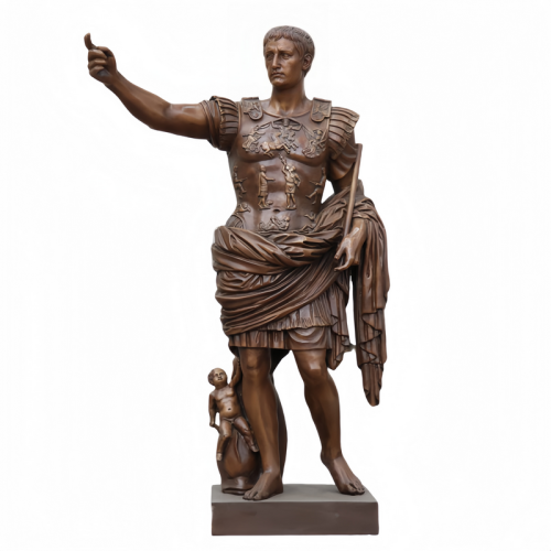 Bronze Augustus Statue with Propaganda Armor Reliefs