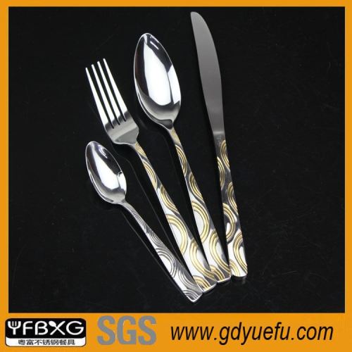 Gold Handle stainless steel dinnerware set stainless flatware