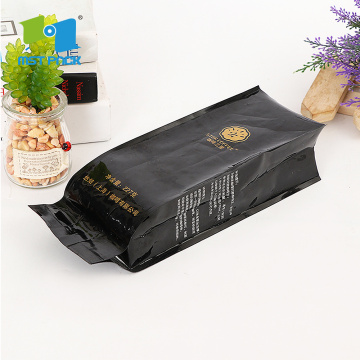 Bolsa de café de papel Kraft con fondo plano