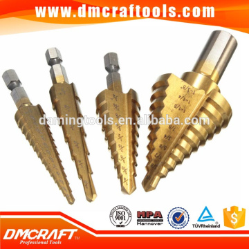 4Pcs HSS Titanium Coated Step Drill Bits Set Shank 1/4" & 3/8"