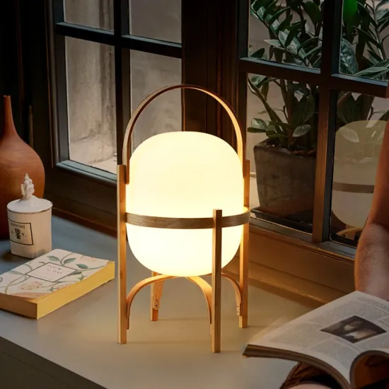 Creative Kids Bedroom Walnut Floor Stand Lamp with Glass Shade
