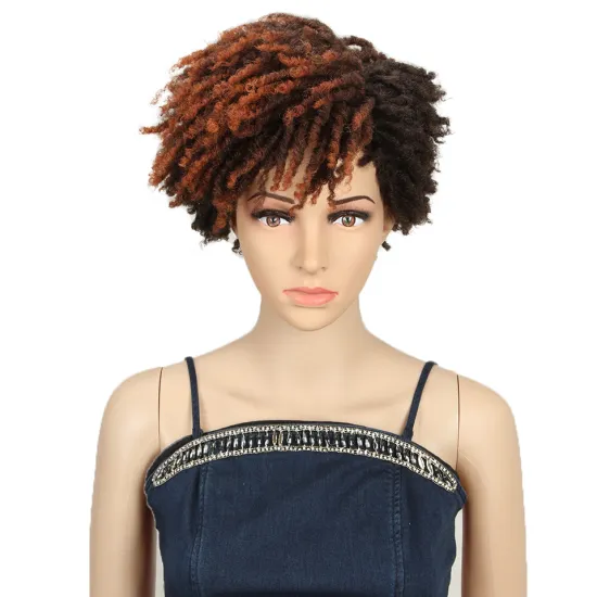 Magic Hair 10 Inches Afro Kinky Curly Wig Synthetic Short Wigs With Bangs Ombre Color Adjustable Wigs for Black Women