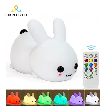 Rechargeable LED Soft Touch Silicone Animal Night Light: Bunny Rabbit Design for Kids