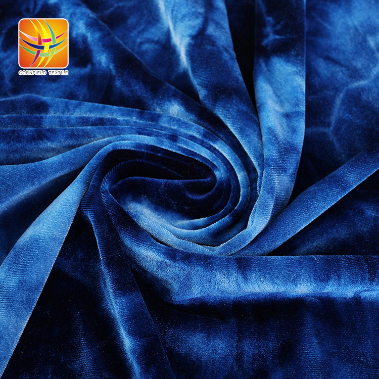 شعبية Oem Tie Dye Blue Velour Fabric