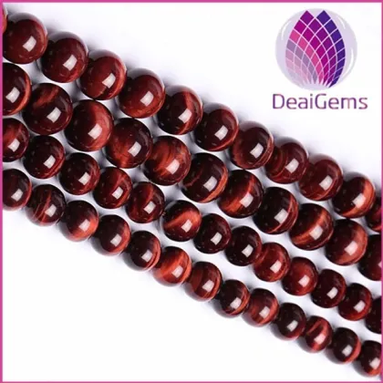 Natural Red Round Tiger Eye Beads for Sale