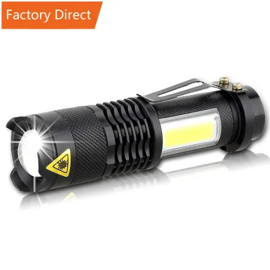 SK68 Q5 Tactical Mini Led Flashlight - Customized High Power Waterproof Zoomable Torch (14500/AA Powered) with Clip for Camping
