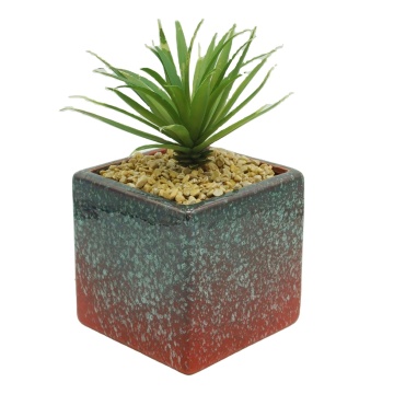 Large White Ceramic Flower Pots with Wood Stand and Artificial Flowers for Indoor/Outdoor Gardening