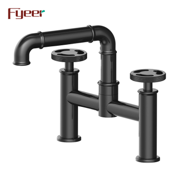 Doppia maniglia industriale Black Tams Tob Faucet - Deck Fyeer Monted