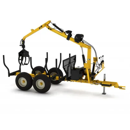 Timber Trailer with Crane and Grapple Boom for Forestry Applications