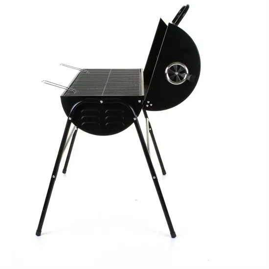 New Upgrade Outdoor Cylinder Barrel Oil Drum Coal Smoker Charcoal Barbecue Trolley BBQ Garden Grill