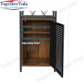 Vertical bar cabinet wine rack with adjustable partition