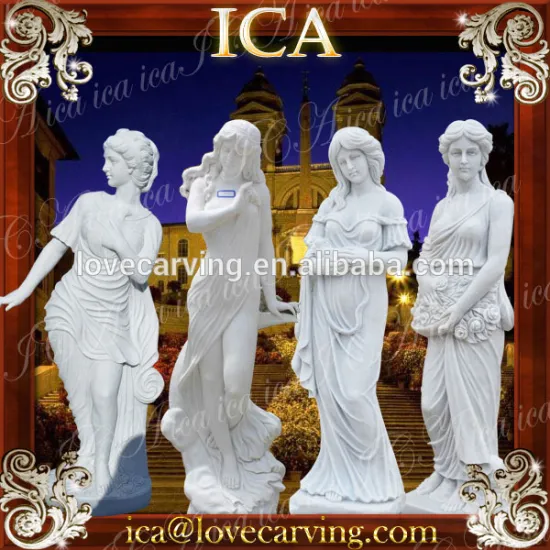 White marble garden four season lady statue stone beautiful handwork sculpture