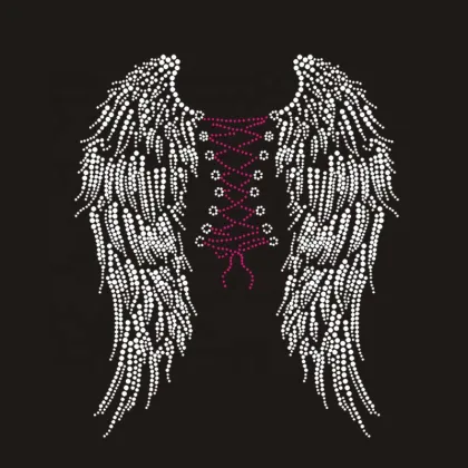 Wholesale Custom Iron-on Crystal Wings Rhinestone Transfer