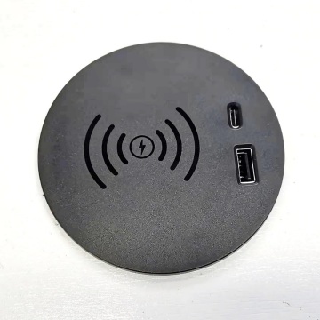 80mm Hidden Mounted Wireless Charger with USB C 20W for Desks