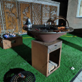 Corten fire pit table metal wooden grill bbq