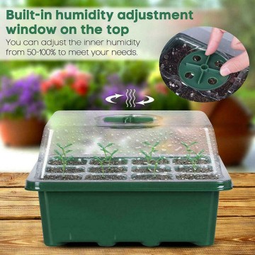 12 Hole Plant Seed Grows Box Nursery Seedling Starter For Planting Germination Box Tray Set With Dome And Base Garden Crop Guard