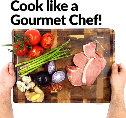 Acacia Wood Kitchen Rectangle End Grain Butcher Block Chopping Board