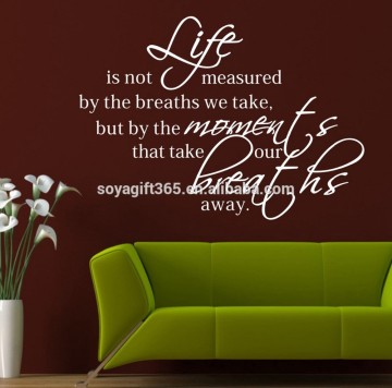 Hand Carving Life Is Not Measured Art Words Wall Stickers Living Room Decals