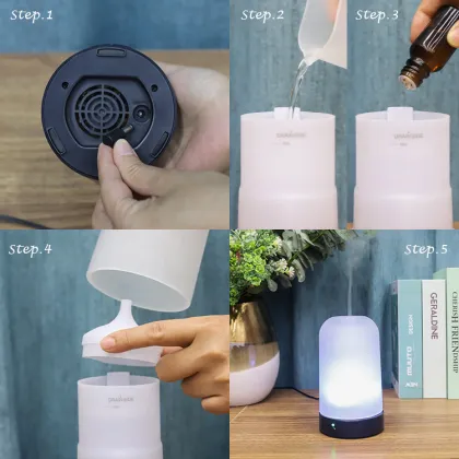 Colorful Liuli Glass Essential Oil Diffuser with LED Light