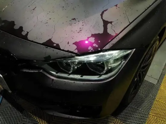 Ultimate Flat Black to Purple Discoloration In water Car Wrap Film