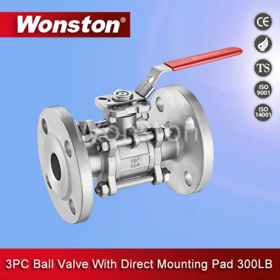 3PC ANSI Flanged Ball Valve with Fire Safe Design 300lb