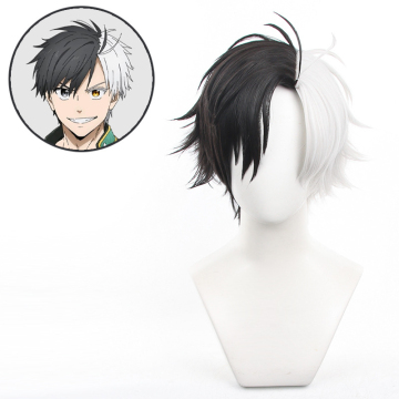 Half Black Half White Wig for Men - Ainizi Cosplay Wig for Haruka Sakura in Wind Breaker