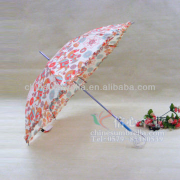 22"/55CM * 8 ribs straight umbrella auto open with flower lace lady's parasol XB-837