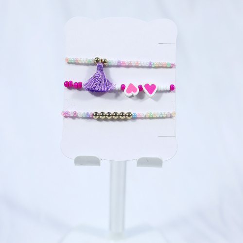 12MM purple fringed peach heart bead girl bracelet